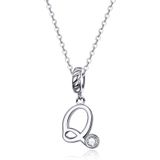 S925 Sterling Silver 26 English Letter Pendant DIY Bracelet Necklace Accessories  Style:Q