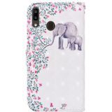 For Samsung Galaxy A40 Colored Drawing Pattern Horizontal Flip Leather Case with Holder & Card Slots & Wallet(Flower Elephant)