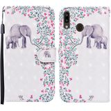 For Samsung Galaxy A40 Colored Drawing Pattern Horizontal Flip Leather Case with Holder & Card Slots & Wallet(Flower Elephant)