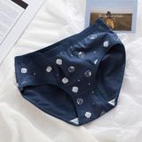 6 PCS Mid-waist Large-size Hip-wrapped Cotton Crotch Girl Student Briefs (Color:Dark Blue Full Version Strawberries Size:M)