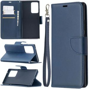 For Samsung Galaxy Note 20 Ultra Retro Lambskin Texture Pure Color Horizontal Flip PU Leather Case  with Holder & Card Slots & Wallet & Lanyard(Blue)