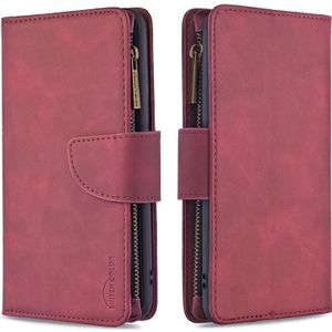 For iPhone 6 Plus Skin Feel Detachable Magnetic Zipper Horizontal Flip PU Leather Case with Multi-Card Slots & Holder & Wallet & Photo Frame & Lanyard(Red)