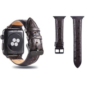Ostrich Skin Texture Genuine Leather Wrist Watch Band for Apple Watch Series 3 & 2 & 1 38mm(Coffee)