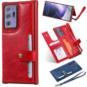 Shockproof Horizontal Flip Protective Case with Holder & Card Slots & Wallet & Photo Frame & Short Lanyard For Samsung Galaxy Note20 Ultra(Red)