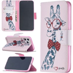 For iPhone 12 Pro Max Colored Drawing Pattern Horizontal Flip Leather Case with Holder & Card Slots & Wallet(Deer)