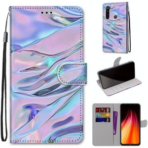For Xiaomi Redmi Note 8 Coloured Drawing Cross Texture Horizontal Flip PU Leather Case with Holder & Card Slots & Wallet & Lanyard(Fluorescent Water Texture)