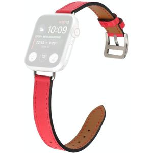 Single Circle 14mm Screw Style Leather Replacement Strap Watchband For Apple Watch Series 7 & 6 & SE & 5 & 4 44mm  / 3 & 2 & 1 42mm(Red)