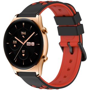 For Honor Watch GS 3 22 mm tweekleurige poreuze siliconen horlogeband (zwart + rood)
