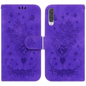 For Samsung Galaxy A70 / A70s Butterfly Rose Embossed Leather Phone Case(Purple)