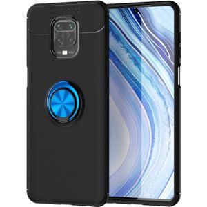 For Xiaomi Redmi Note 9 Pro Max Metal Ring Holder 360 Degree Rotating TPU Case(Black+Blue)