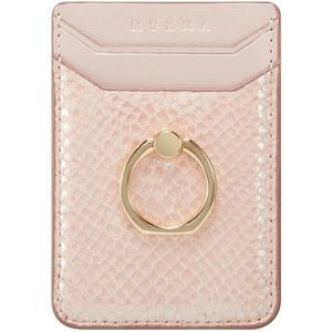 MUXMA Snake Texture RFID Mobile Phone Back Stick Card Bag with Ring(Rose Gold)