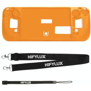 Voor Steam Deck Hifylux ST-PF14 Game Console Siliconen Case Anti-kras Antislip Handheld Case Lanyard (Oranje)