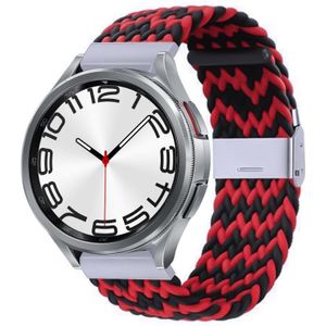 Voor Samsung Galaxy Watch 6 / 6 klassieke nylon gevlochten metalen gesp horlogeband (W rood zwart)