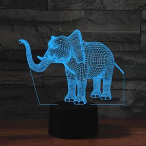 Elephant Shape 3D Colorful LED Vision Light Table Lamp  USB & Battery Version