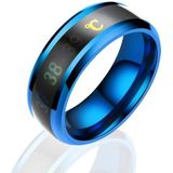 6 PCS Smart Temperature Ring Stainless Steel Personalized Temperature Display Couple Ring  Size: 9(Blue)