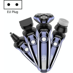 Sportsman SM-530 Electric Men Shaving Knife Multi-Function Base Charging Digital Water Washing Razor  Specification: EU Plug(Purple)