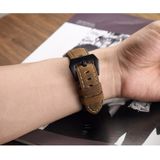 Crazy Horse Layer Frosted Silver Buckle Watch Leather Wrist Strap  Size: 24mm (Black)