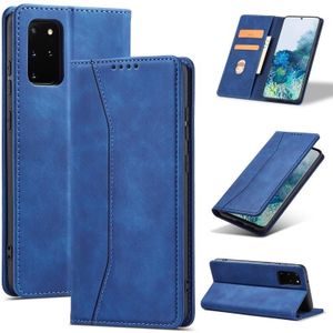 Voor Samsung Galaxy S20 + 5G Skin-Feel Calfskin Texture Magnetische Dual-Fold Horizontale Flip Lederen Case Met Houder & Card Slots & Portemonnee