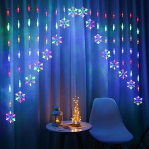 LED Inverted V Snowflake Five-Star Decorative Lights Christmas Waterproof String Lights  EU Plug(Colorful Light)