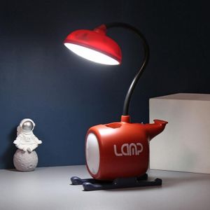 L-220902 LED Cartoon Vliegtuig Oplaadbare Oogbescherming Leren Bureaulamp (Rood)