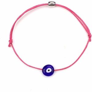 Lucky Evil Eye Bracelets For Women 6 Colors Handmade Braided Rope Lucky Jewelry Red Bracelet Female(Pink)