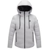 Men and Women Intelligent Constant Temperature USB Heating Hooded Cotton Clothing Warm Jacket (Color:Light Grey Size:XXXL)