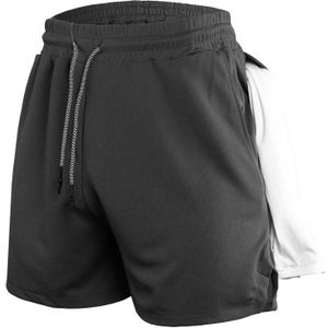 Mens Quick Dry Athletic Shorts Single Layer 5 / 10 Pants With Towel Hanging  Size: M(Dark Gary)