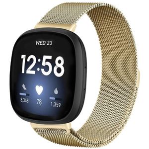 Voor Fitbit Versa 4 / Versa 3 20 mm Milanese magnetische metalen gesp horlogeband (retro goud)