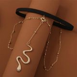 2 stks BT192-1 Elastische Snake Lange Anklet Body Chain Accessoires (Silver)