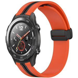 Voor Huawei Watch 2 20 mm opvouwbare magnetische sluiting siliconen horlogeband (oranje + zwart)