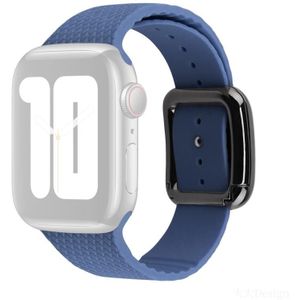 Zwart gesp siliconen horlogeband voor Apple Watch Series 7 41mm / 6 & SE & 5 & 4 40mm / 3 & 2 & 1 38mm (Navy Blue)