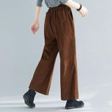 Corduroy Wide-leg Pants Womens High Waist Outer Wear Loose Vertical Striped Velvet Pants Panty Pants (Brown)