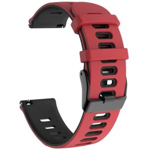 22mm For Garmin Vivoactive 4 / Venu 2 Universal Two-color Silicone Replacement Strap Watchband(Red Black)
