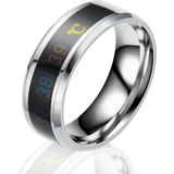 6 PCS Smart Temperature Ring Stainless Steel Personalized Temperature Display Couple Ring  Size: 9(White)
