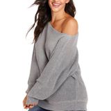 Irregular Bat Sleeve Sweater (Color:Grey Size:M)