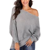 Irregular Bat Sleeve Sweater (Color:Grey Size:M)