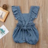 Zomer baby meisjes Ruffles denim Romper  Kid grootte: 100CM (blauw)