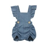 Zomer baby meisjes Ruffles denim Romper  Kid grootte: 100CM (blauw)