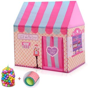 Household Children Printing Play Tent Small Game House with 50 Ocean Balls & Mat (Pink)