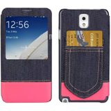 Jeans Style Flip Leather Case with Credit Card Slots & Call Display ID for Galaxy Note III / N9000(Magenta)