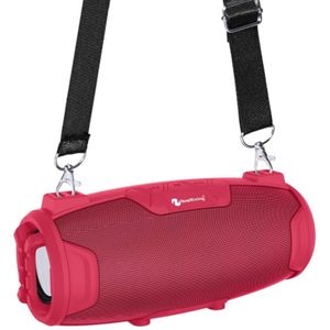 NewRixing NR3026M TWS Outdoor Portable K-song Wireless Bluetooth Speaker High-power Aduio Amplifer with Shoulder Strap & Microphone  Support TF Card / FM(Red)