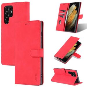 For Samsung Galaxy S22 Ultra 5G AZNS Skin Feel Calf Texture Horizontal Flip Leather Phone Case(Red)