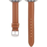 14mm Slim Genuine Leather Strap Watchband For Apple Watch Series 6 & SE & 5 & 4 44mm / 3 & 2 & 1 42mm(Brown)