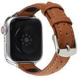 14mm Slim Genuine Leather Strap Watchband For Apple Watch Series 6 & SE & 5 & 4 44mm / 3 & 2 & 1 42mm(Brown)