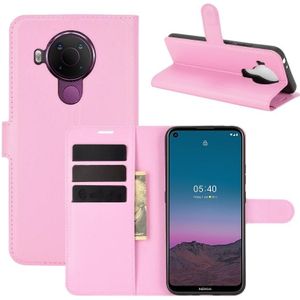 For Nokia 5.4 Litchi Texture Horizontal Flip Protective Case with Holder & Card Slots & Wallet(Pink)