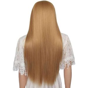 Female Mid-length Straight Hair Golden Rose Mesh Synthetic Wig