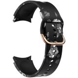 Voor Samsung Galaxy Watch4 / Watch4 Klassieke Siliconen Afdrukken Vervanging Strap Horlogeband (grijze bloemen)
