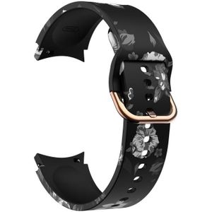 Voor Samsung Galaxy Watch4 / Watch4 Klassieke Siliconen Afdrukken Vervanging Strap Horlogeband (grijze bloemen)