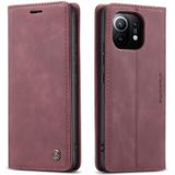 For Xiaomi Mi 11 CaseMe 013 Multifunctional Horizontal Flip Leather Case with Holder & Card Slot & Wallet(Wine Red)