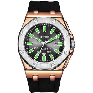 addies MY-052 Business Multifunctional Luminous Watch Silicone Watchstrap Watch for Men(Black Gold)